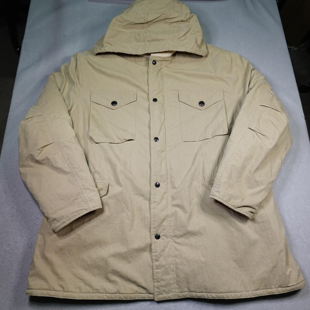 Vintage Polo Sport Ralph Lauren Coat Mens XL Beige Hooded Parka Quilted 90s